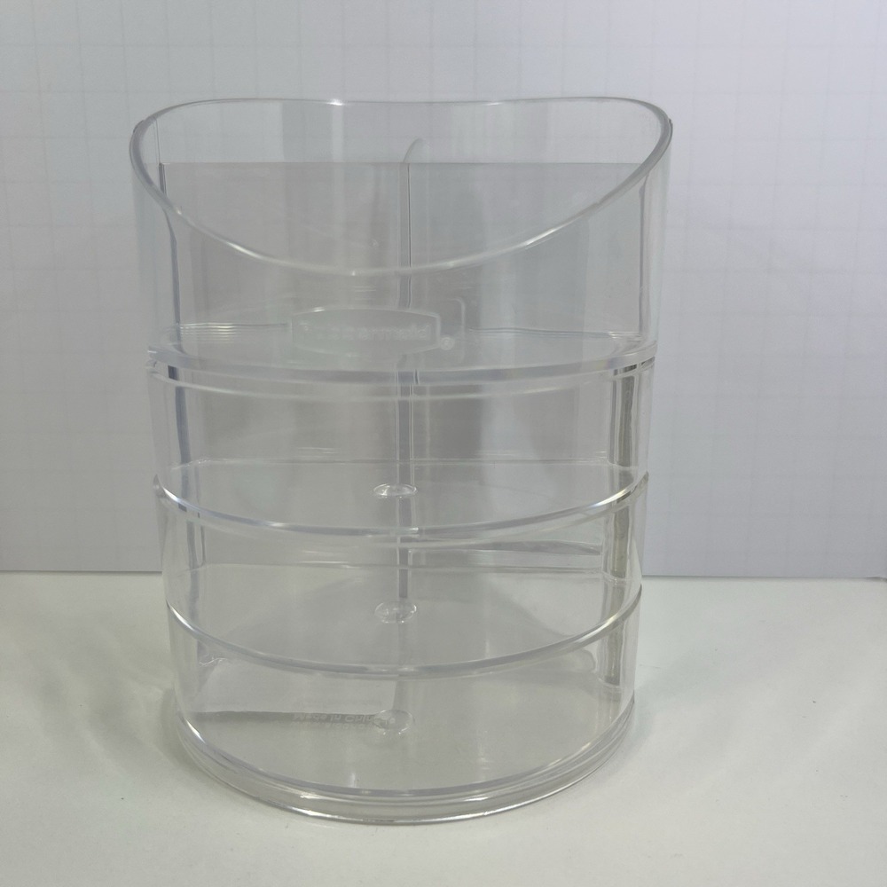 Vintage Rubbermaid Clear Desk Organizer 3 Drawers Pencil Pen Holder Office Caddy